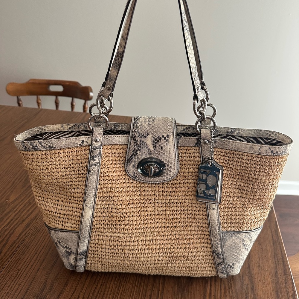 Coach Straw Pocket Tote